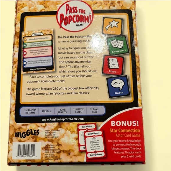 Pass the Popcorn Game - Red and White Faced Paced Movie Fun - Picture 4 of 4